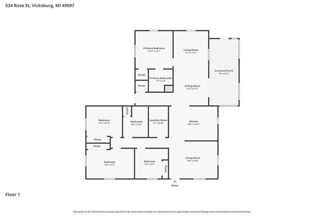 Builiding view four for 524 Rose, Vicksburg, MI. 49097
