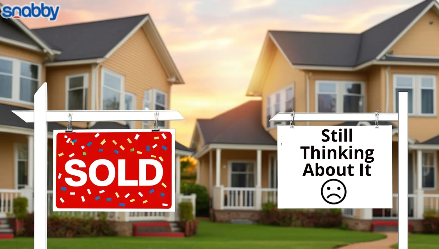 happy sold listing next to a sad neighbor